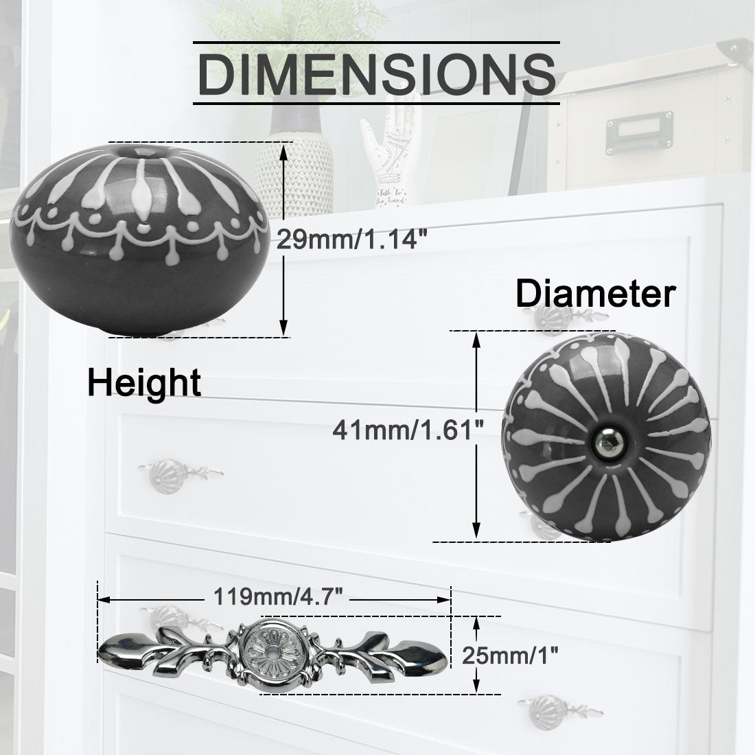 Harfington Ceramic Vintage Knob Drawer Pull Handles Cupboard Wardrobe 6pcs