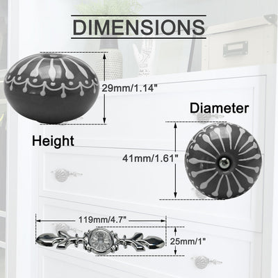 Harfington Ceramic Vintage Knob Drawer Pull Handles Cupboard Wardrobe 6pcs