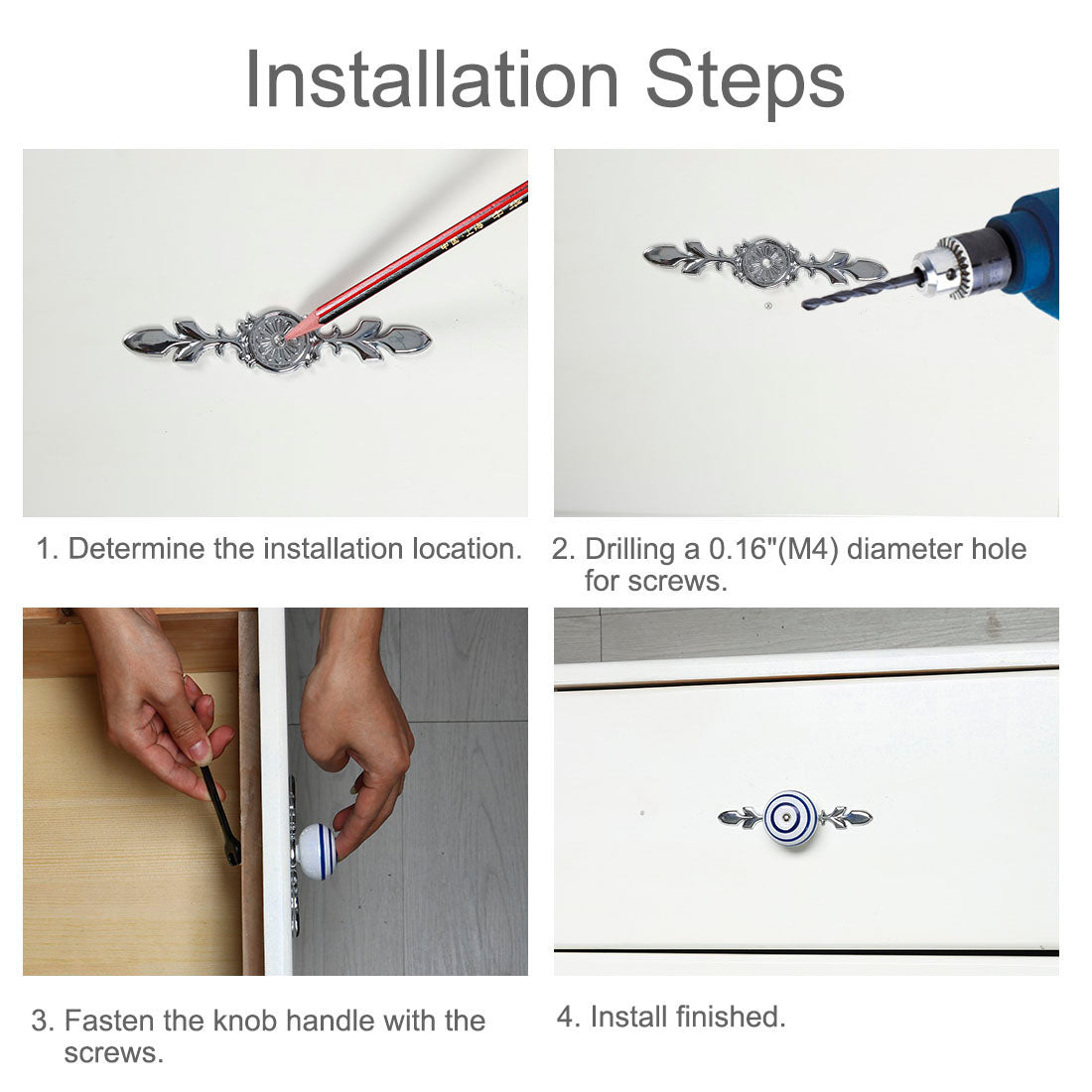 Harfington Ceramic Vintage Knob Drawer Pull Handles Cupboard Wardrobe 6pcs