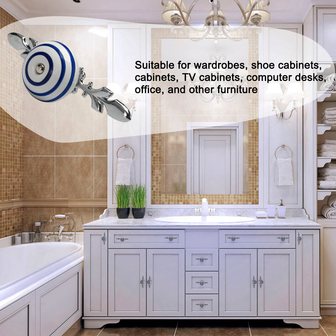 Harfington Ceramic Vintage Knob Drawer Pull Handles Cupboard Wardrobe 6pcs