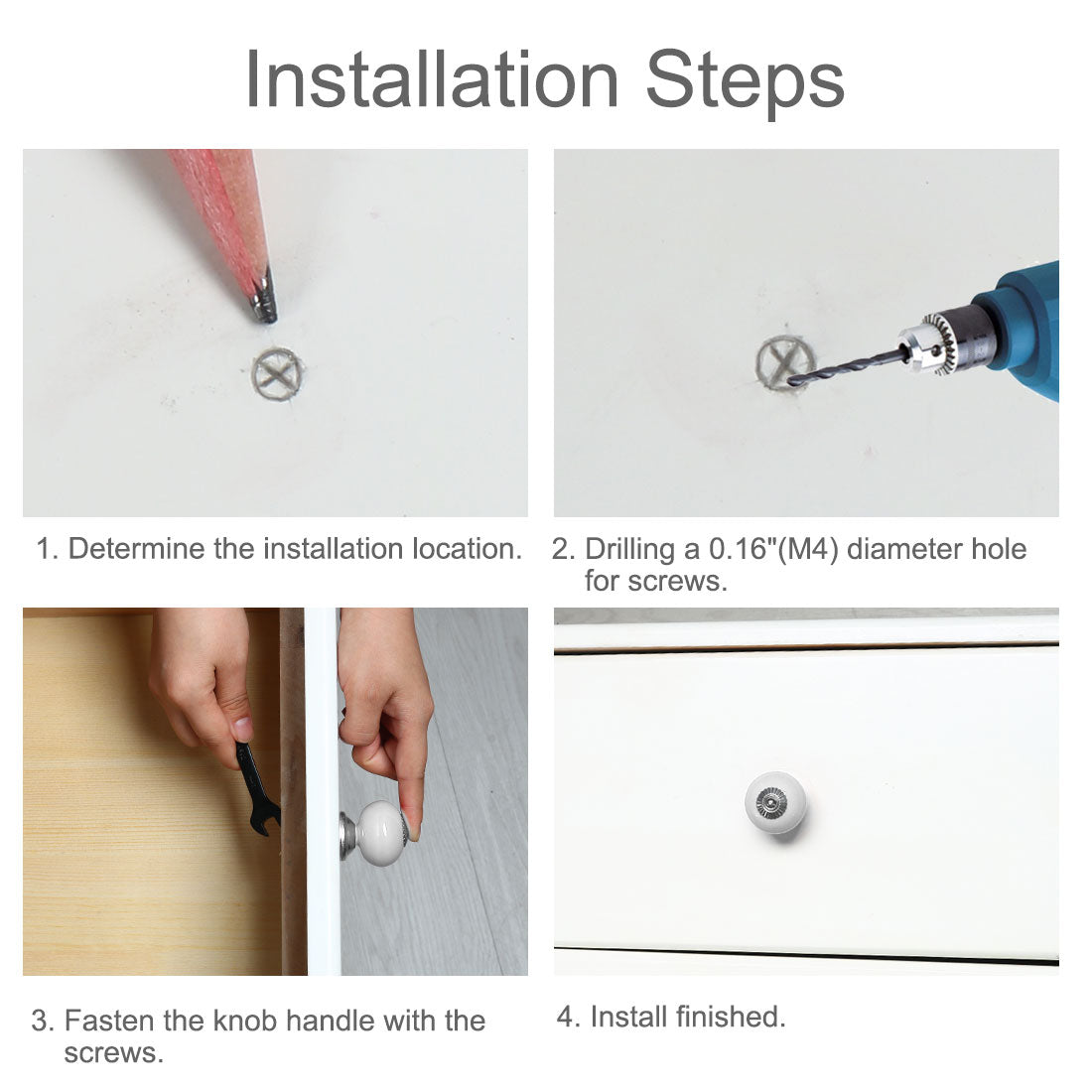 Harfington Ceramic Vintage Knobs Drawer Round Pull Handle Wardrobe Dresser 4pcs