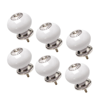 Harfington Ceramic Vintage Knobs Drawer Round Pull Handle Wardrobe Dresser 6pcs