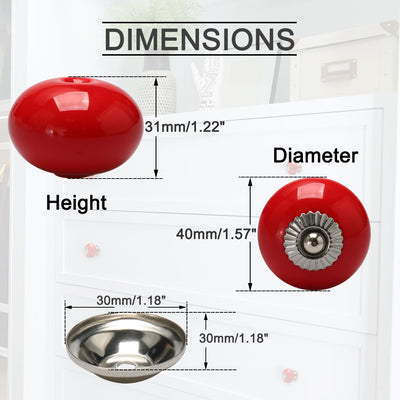 Harfington Ceramic Vintage Knobs Drawer Round Pull Handle Wardrobe Dresser 6pcs
