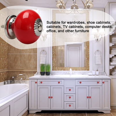 Harfington Ceramic Vintage Knobs Drawer Round Pull Handle Wardrobe Dresser 6pcs