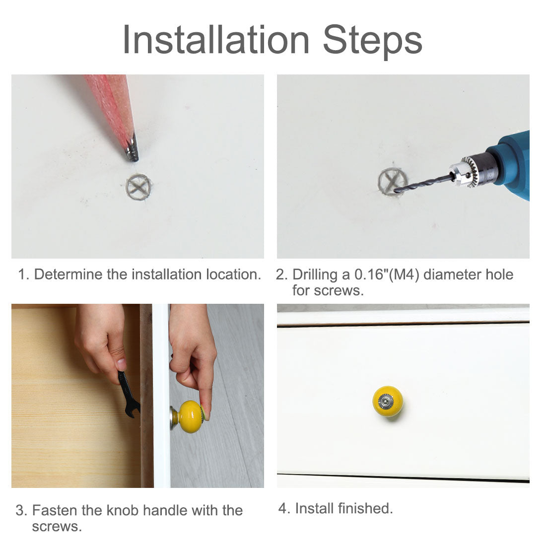 Harfington Ceramic Vintage Knobs Drawer Round Pull Handle Wardrobe Dresser 6pcs