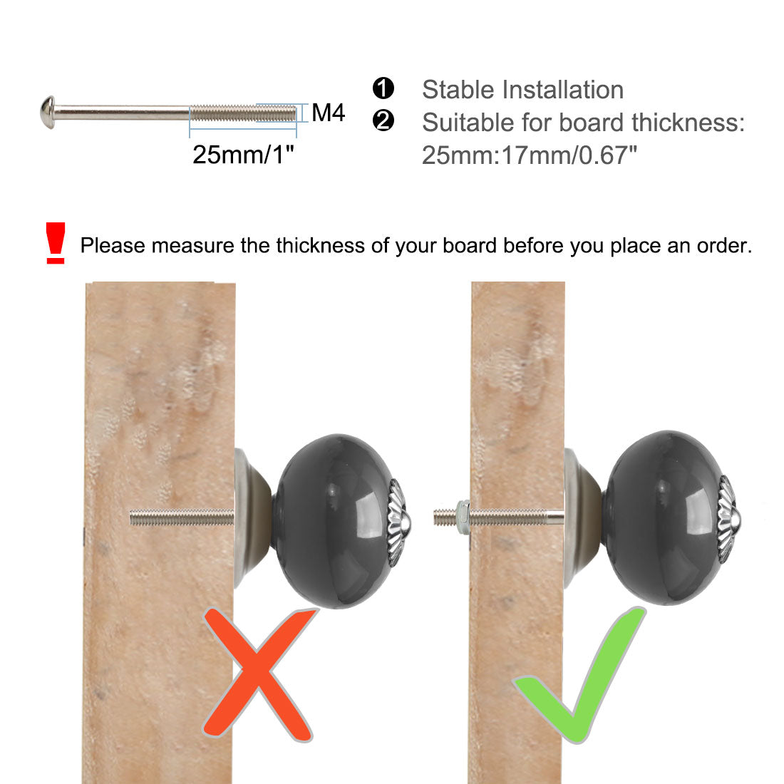 Harfington Ceramic Vintage Knob Drawer Round Handle Cupboard Wardrobe Dresser 4pcs