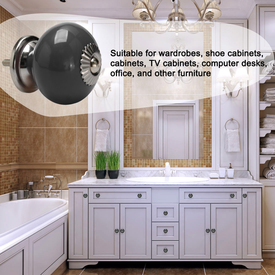 Harfington Ceramic Vintage Knob Drawer Round Handle Cupboard Wardrobe Dresser 6pcs