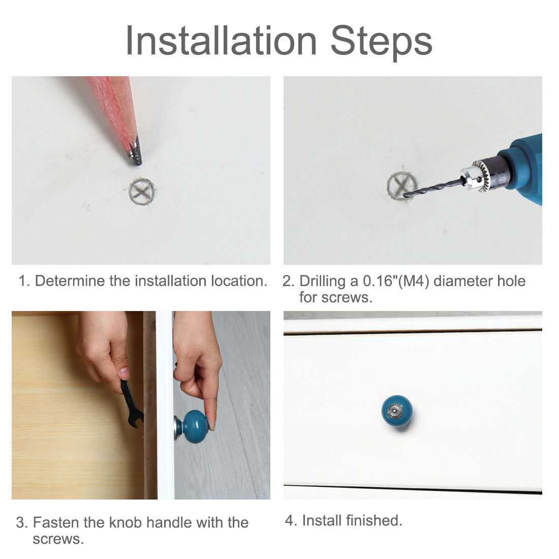 Harfington Ceramic Vintage Knob Drawer Round Handle Cupboard Wardrobe Dresser 4pcs