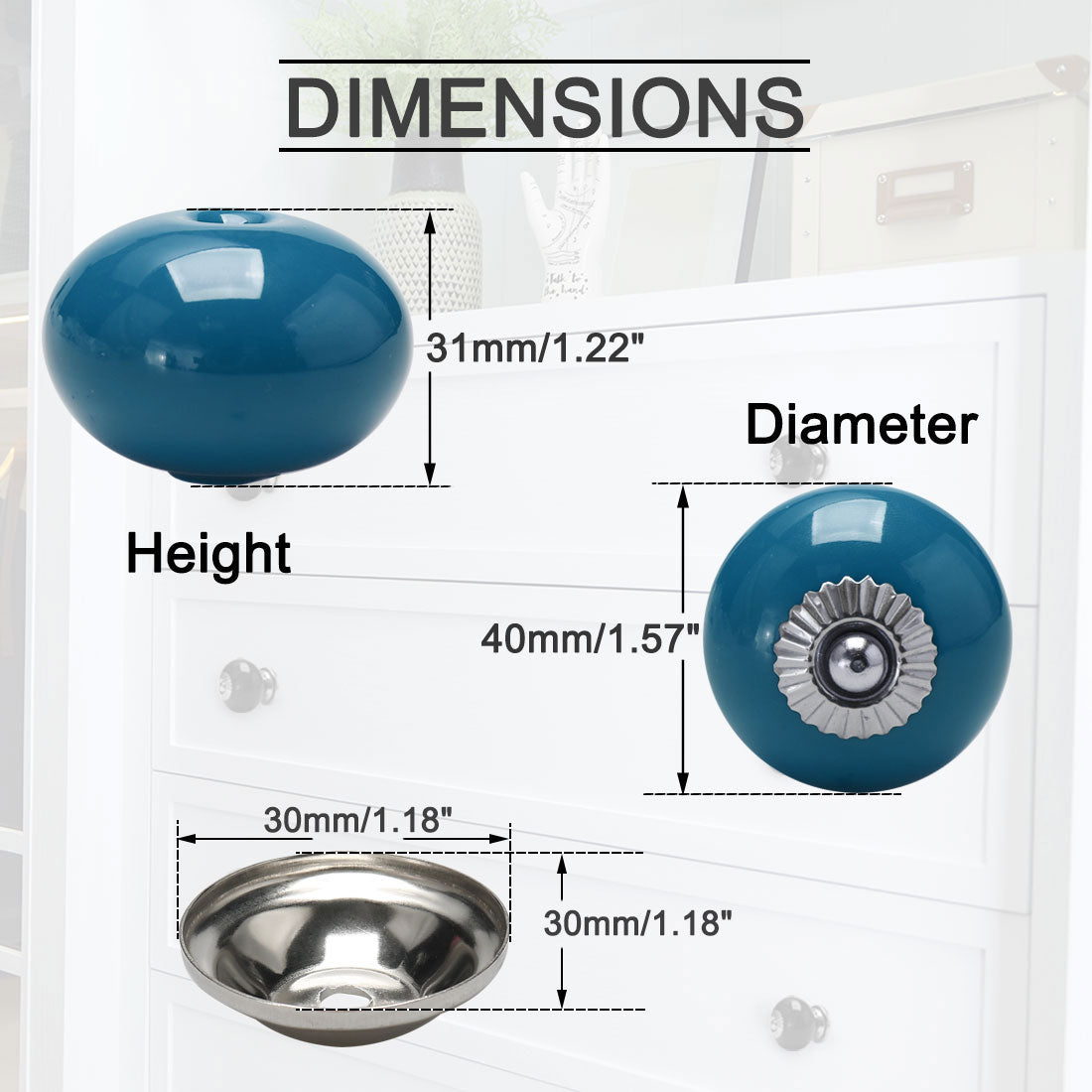 Harfington Ceramic Vintage Knob Drawer Round Handle Cupboard Wardrobe Dresser 4pcs