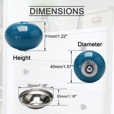 Harfington Ceramic Vintage Knob Drawer Round Handle Cupboard Wardrobe Dresser 4pcs