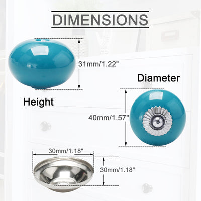 Harfington Ceramic Vintage Knob Drawer Round Handle Cupboard Wardrobe Dresser 6pcs