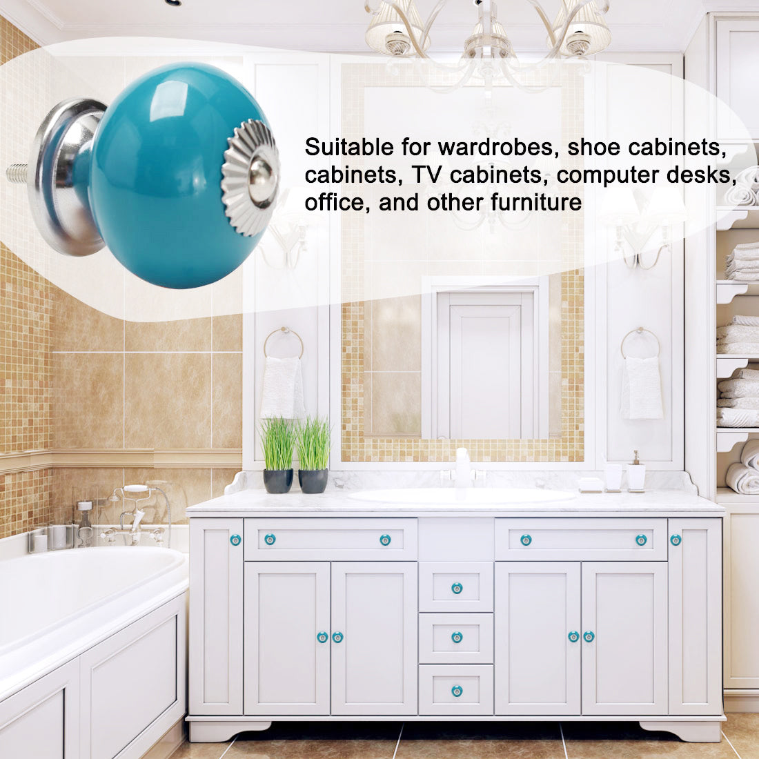 Harfington Ceramic Vintage Knob Drawer Round Handle Cupboard Wardrobe Dresser 6pcs