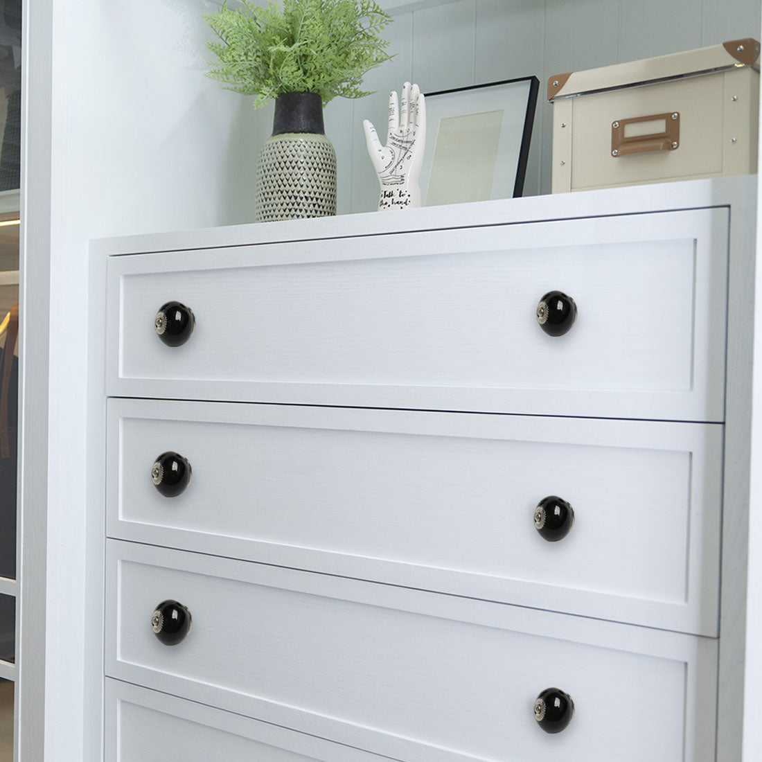 Harfington Ceramic Vintage Knob Drawer Round Pull Handle Wardrobe Dresser Door 6pcs