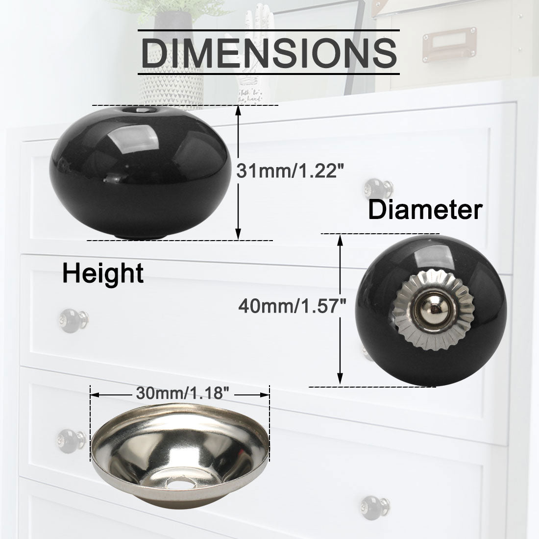 Harfington Ceramic Vintage Knob Drawer Round Pull Handle Wardrobe Dresser Door 6pcs