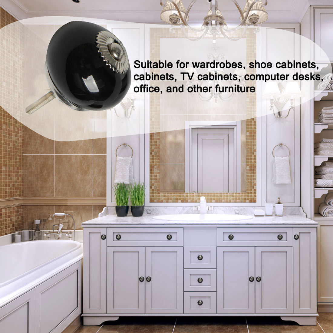 Harfington Ceramic Vintage Knob Drawer Round Pull Handle Wardrobe Dresser Door 6pcs