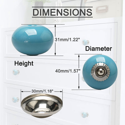 Harfington Ceramic Vintage Knob Drawer Round Pull Handle Wardrobe Dresser Door 6pcs