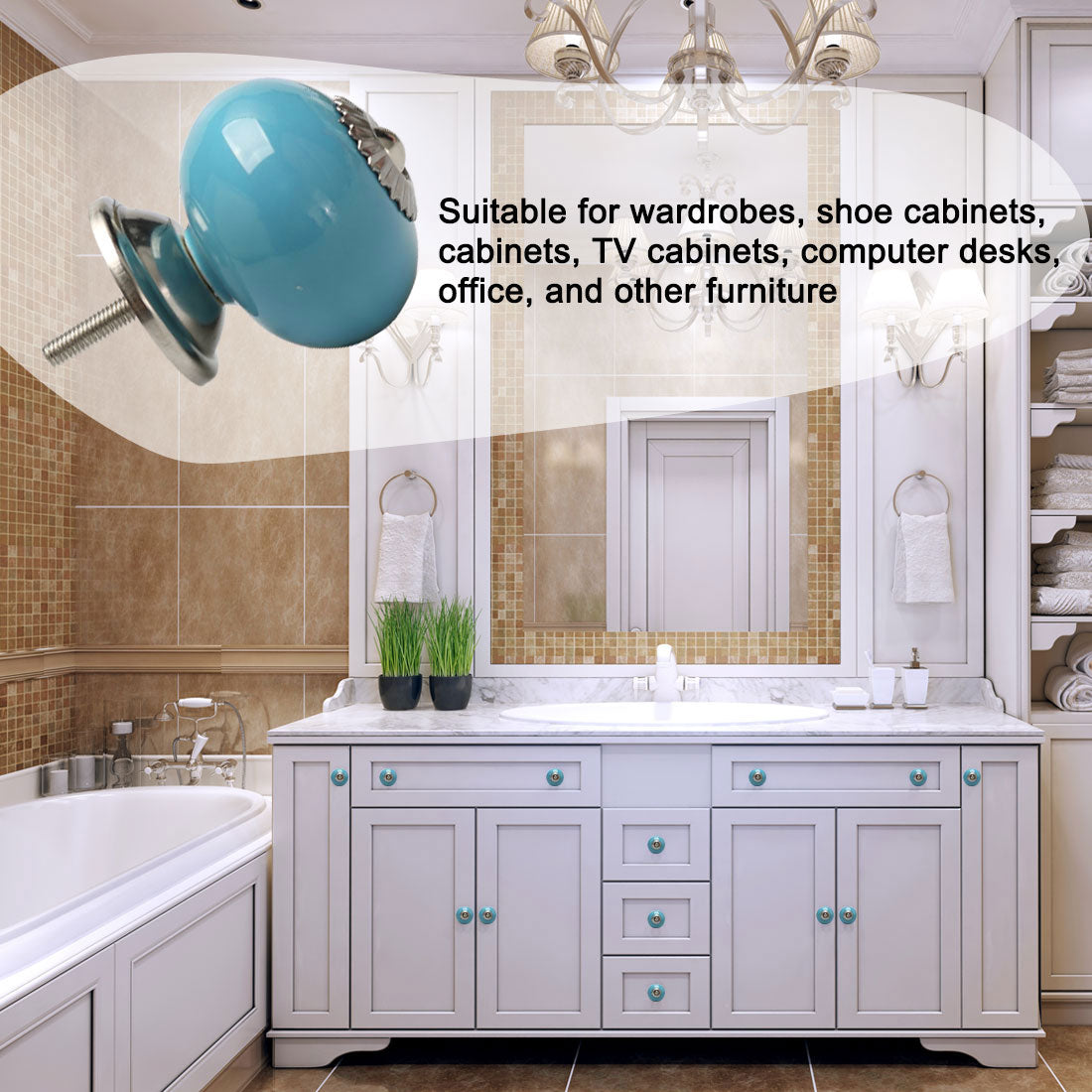 Harfington Ceramic Vintage Knob Drawer Round Pull Handle Wardrobe Dresser Door 6pcs