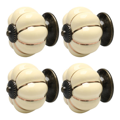 Harfington Ceramic Vintage Knob Drawer Dresser Pumpkin Handle Wardrobe Cupboard 4pcs