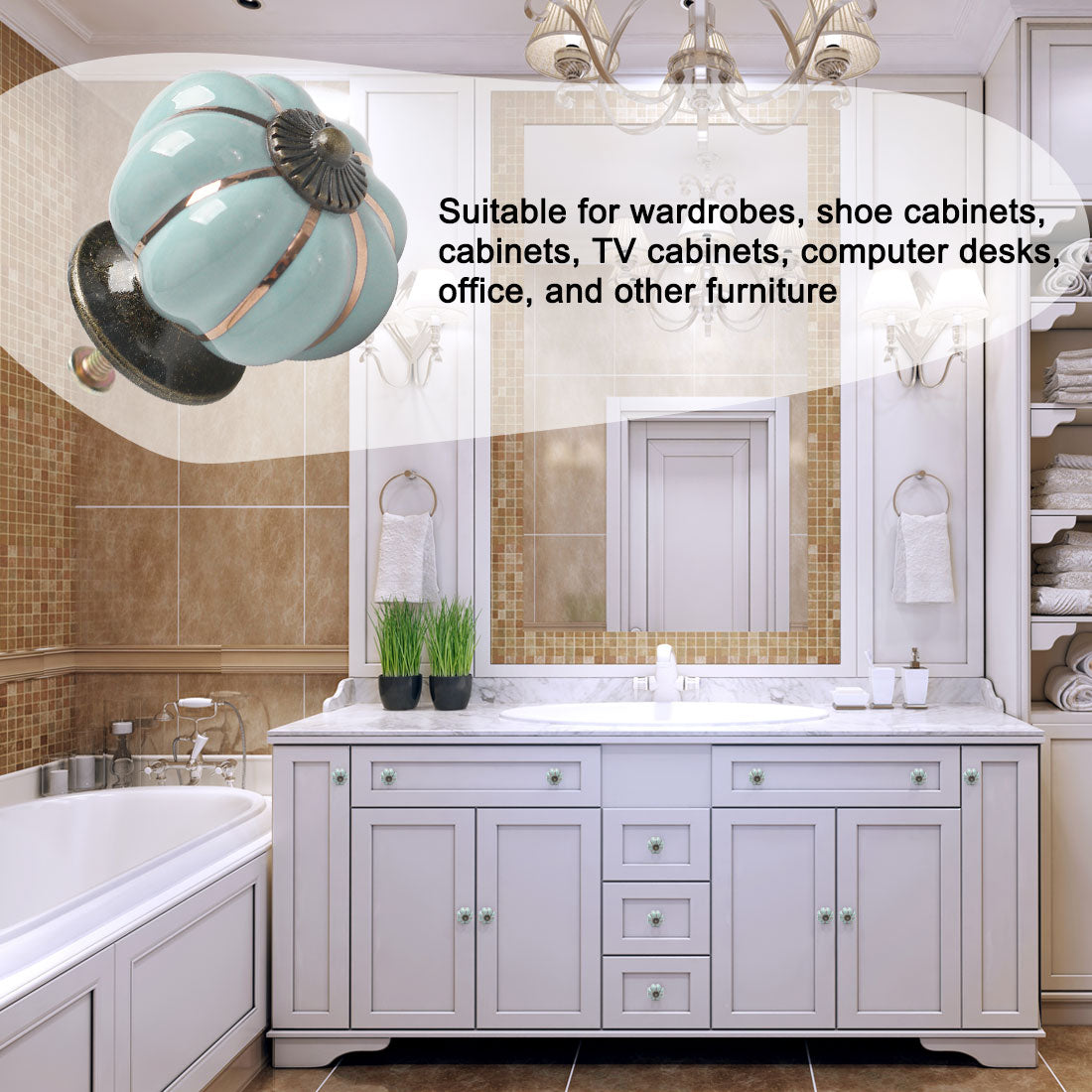 Harfington Ceramic Vintage Knob Pumpkin Handle Cupboard Wardrobe Drawer Dresser