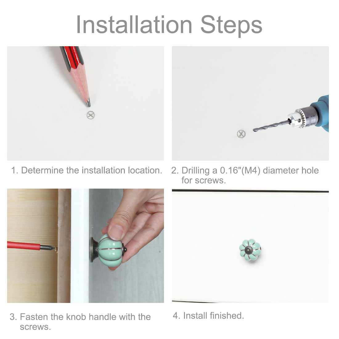 Harfington Ceramic Vintage Knob Drawer Dresser Pumpkin Handle Wardrobe Cupboard 4pcs