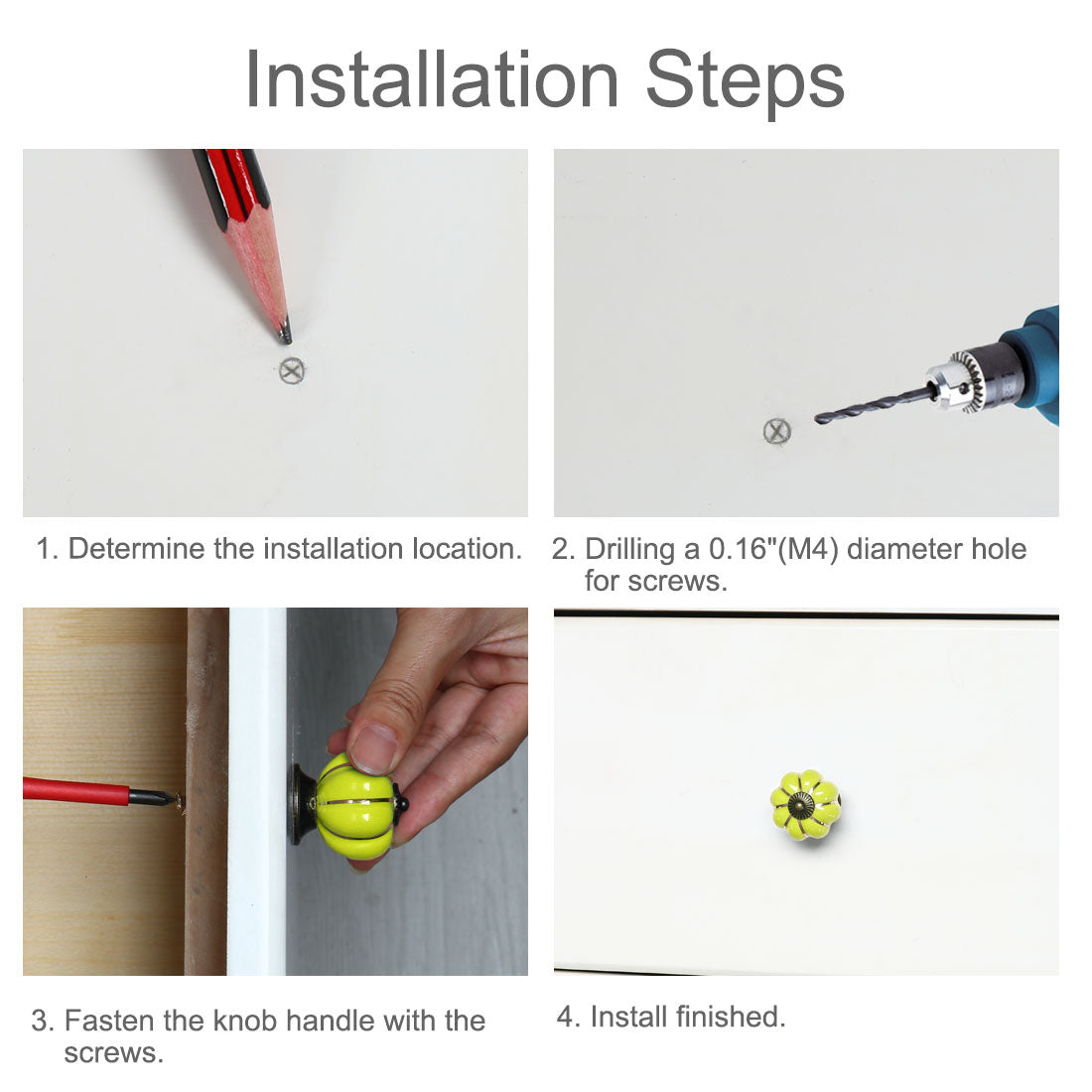 Harfington Ceramic Vintage Knob Drawer Dresser Pumpkin Handle Wardrobe Cupboard 4pcs