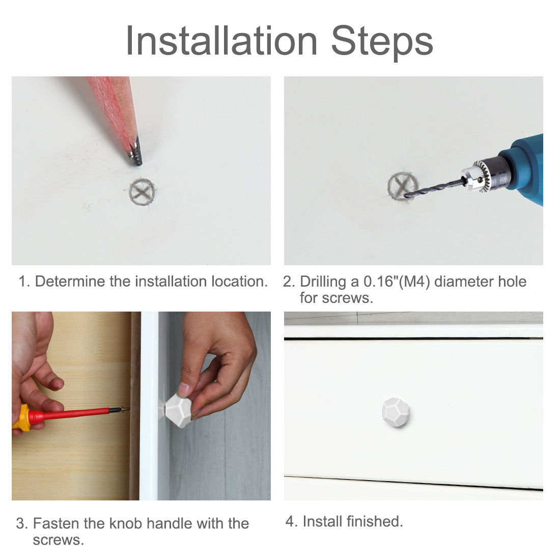 Harfington Ceramic Vintage Knob Geometry Drawer Pull Handle Cupboard Wardrobe 4pcs