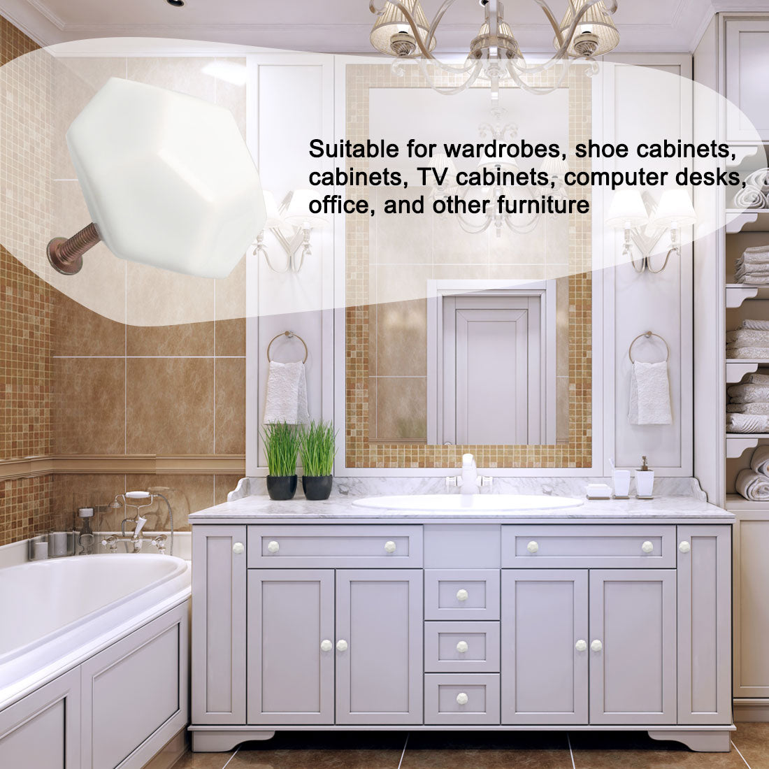 Harfington Ceramic Vintage Knob Geometry Drawer Pull Handle Cupboard Wardrobe 6pcs