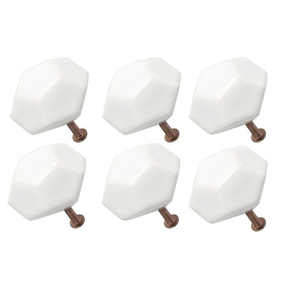 Harfington Ceramic Vintage Knob Geometry Drawer Pull Handle Cupboard Wardrobe 6pcs
