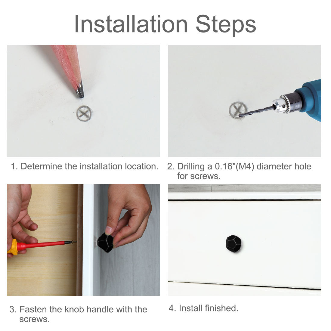 Harfington Ceramic Vintage Knob Geometry Drawer Pull Handle Cupboard Wardrobe 4pcs