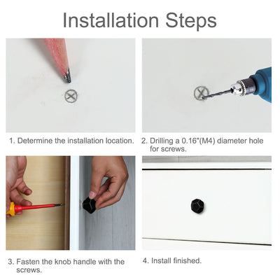 Harfington Ceramic Vintage Knob Geometry Drawer Pull Handle Cupboard Wardrobe 4pcs