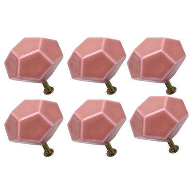 Harfington Ceramic Vintage Knob Geometry Drawer Pull Handle Cupboard Wardrobe 6pcs