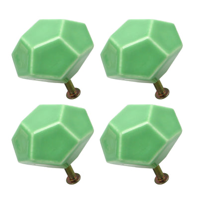 Harfington Ceramic Vintage Knob Geometry Drawer Pull Handle Cupboard Wardrobe 4pcs
