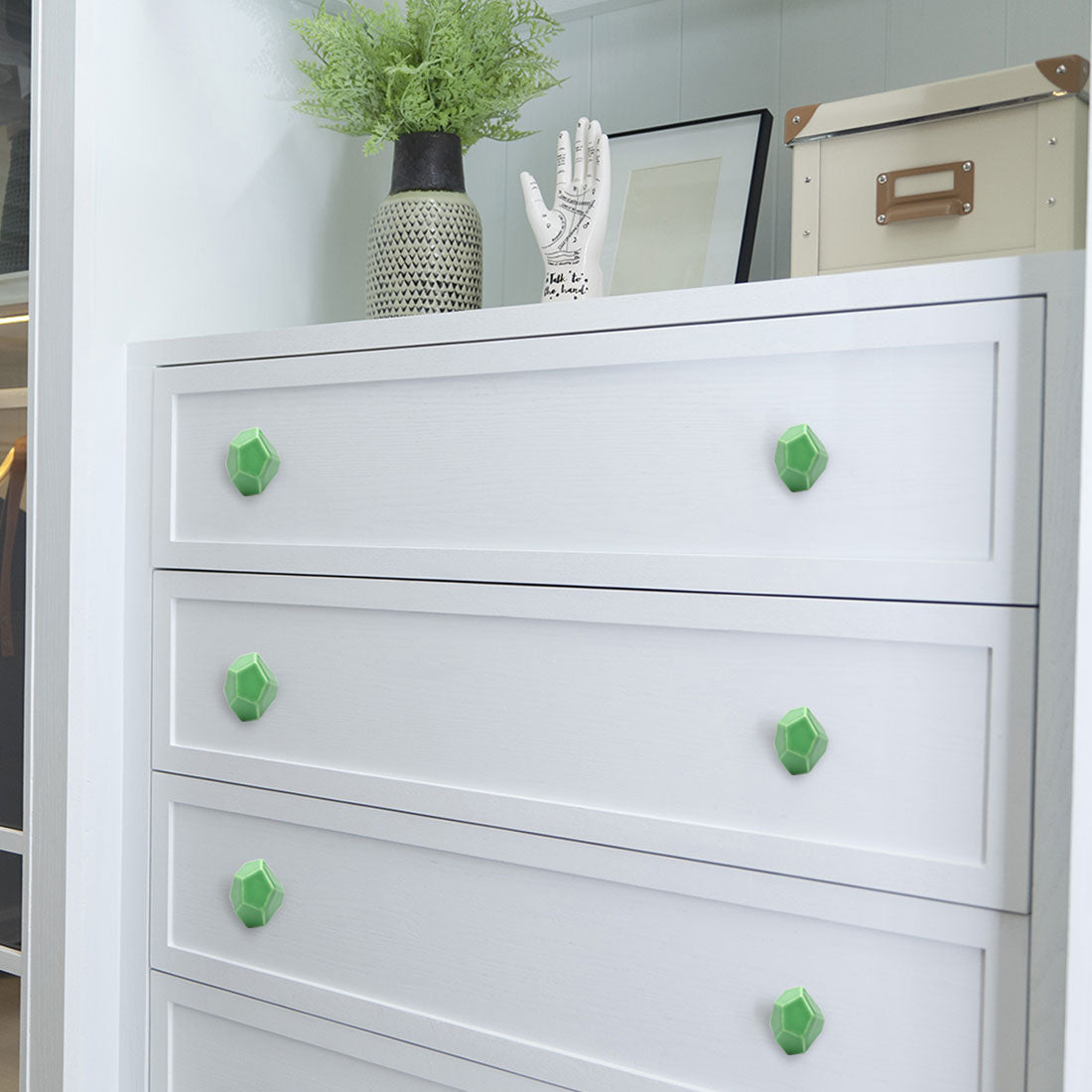 Harfington Ceramic Vintage Knob Geometry Drawer Pull Handle Cupboard Wardrobe 6pcs