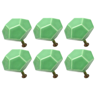 Harfington Ceramic Vintage Knob Geometry Drawer Pull Handle Cupboard Wardrobe 6pcs