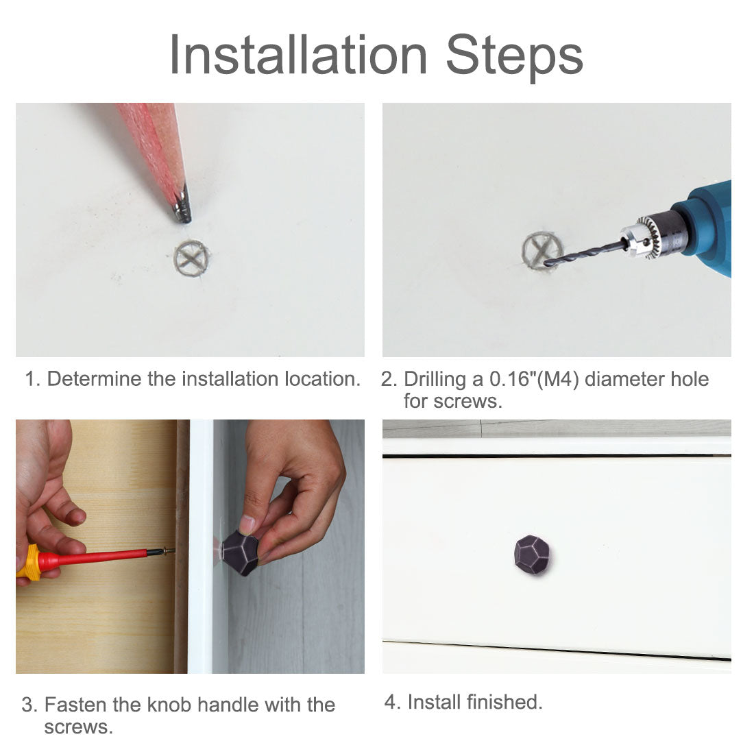 Harfington Ceramic Vintage Knob Geometry Drawer Pull Handle Cupboard Wardrobe 4pcs