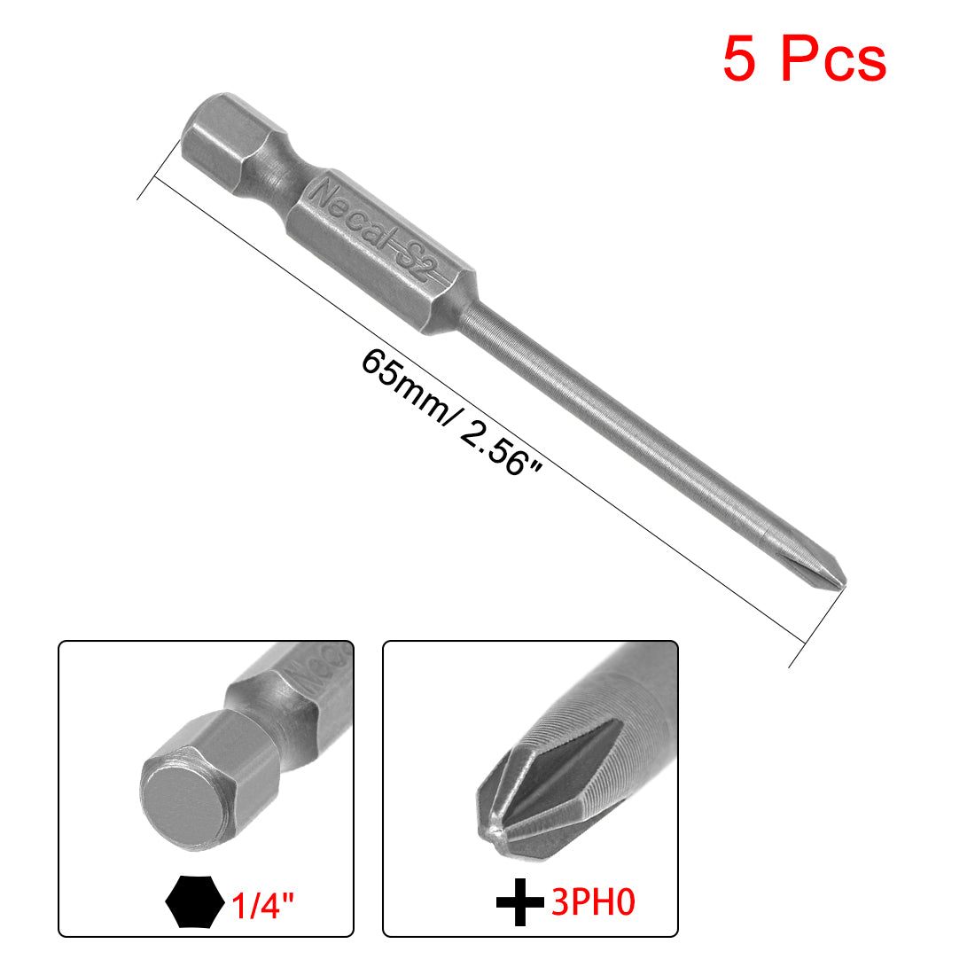 Harfington 5 Pcs Magnetic Phillips Screwdriver Bits, Hex Shank S2 Power Tools