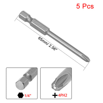Harfington 5 Pcs Magnetic Phillips Screwdriver Bits, Hex Shank S2 Power Tools