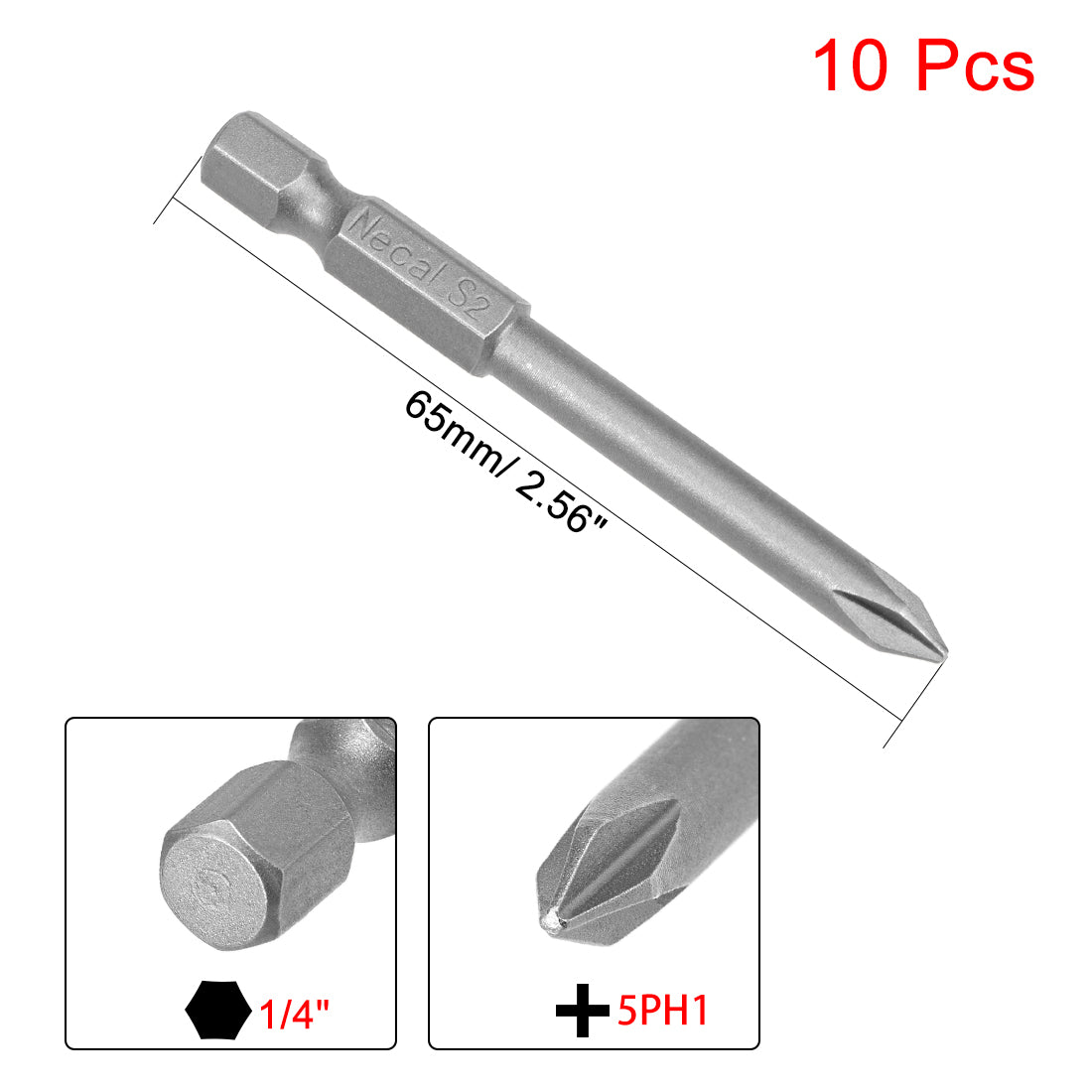 Harfington 10 Pcs Magnetic Phillips Screwdriver Bits, Hex Shank S2 Power Tools