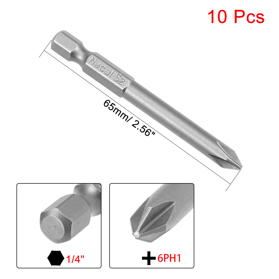Harfington 10 Pcs Magnetic Phillips Screwdriver Bits, Hex Shank S2 Power Tools