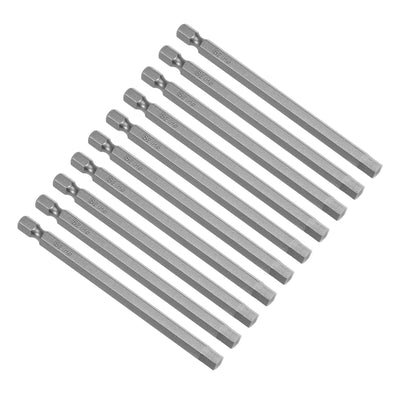 Harfington 10Pcs 1/4" Hex Shank 100mm Length Magnetic Hex Head H6 Screwdriver Bits S2 Alloy Steel