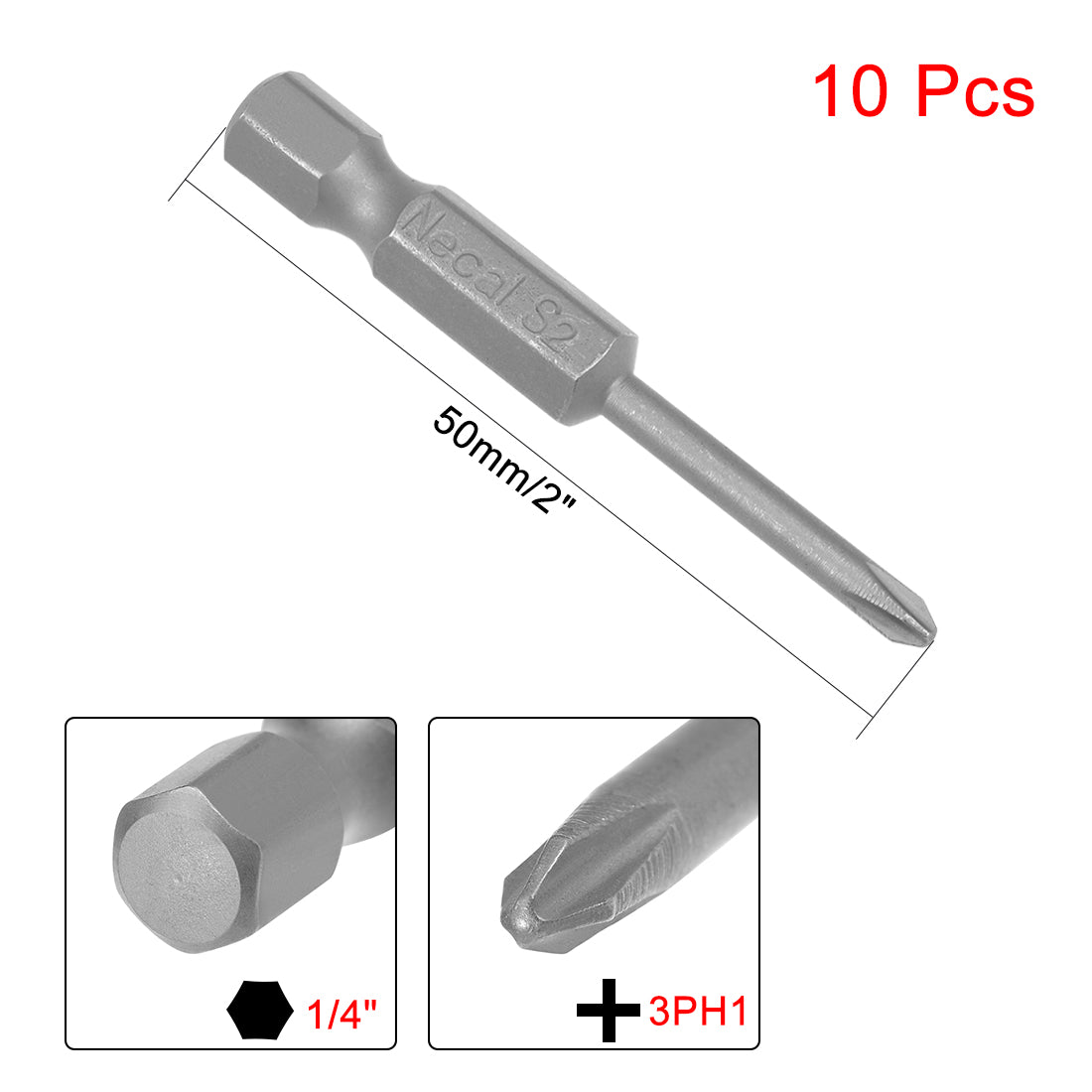 Harfington 10 Pcs Magnetic Phillips Screwdriver Bits, Hex Shank S2 Power Tool