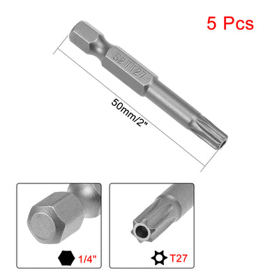 Harfington 5 Pcs Magnetic Torx Screwdriver Bits, Hex Shank S2 Security Tamper Proof Screw Driver Kit Tool