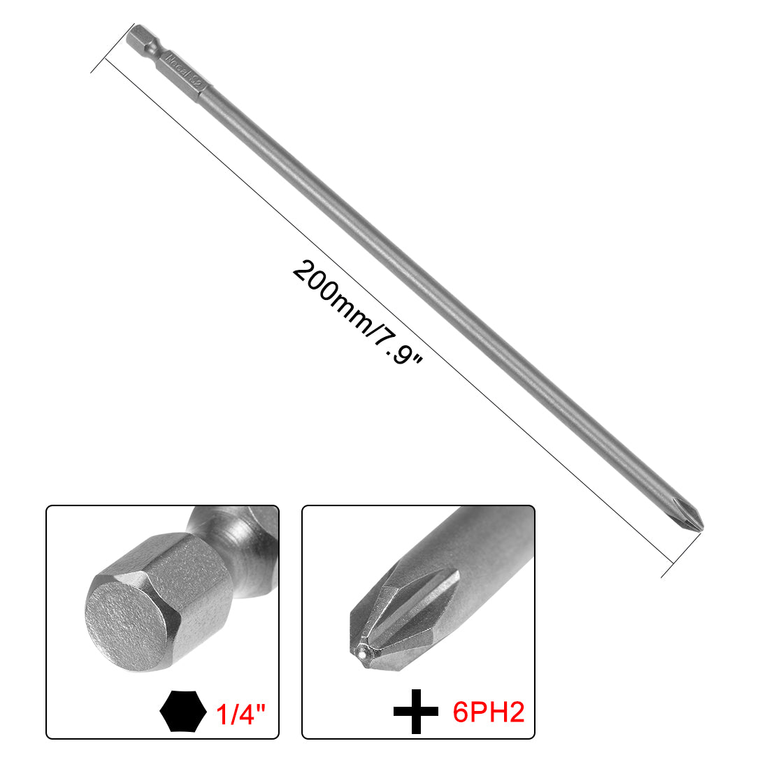 Harfington 1/4-Inch Hex Shank 200mm Length Phillips 6PH2 Magnetic Screw Driver S2 Screwdriver Bits