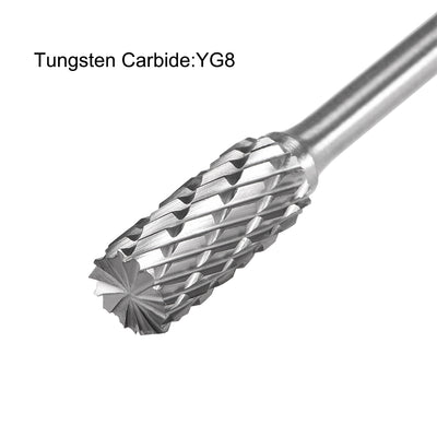 Harfington Tungsten Carbide YG8 Double Cut Rotary Burrs File Cylinder Shape 1/8" Shank 2pcs