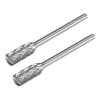 Harfington Tungsten Carbide YG8 Double Cut Rotary Burrs File Cylinder Shape 3 mm Shank 2pcs