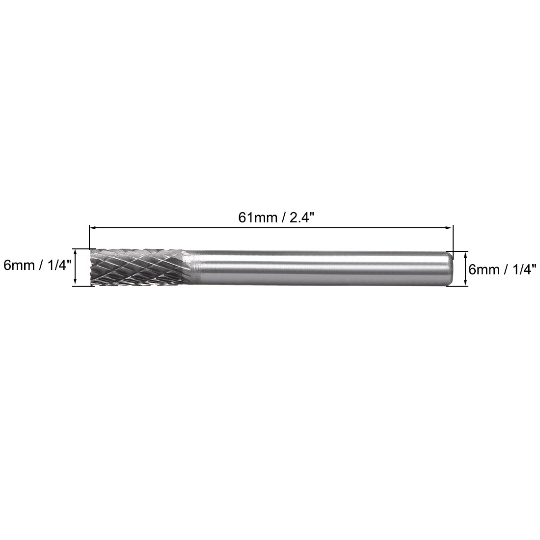 Harfington Tungsten Carbide YG8 Double Cut Rotary Burrs File Cylinder Shape 1/4" Shank 2pcs