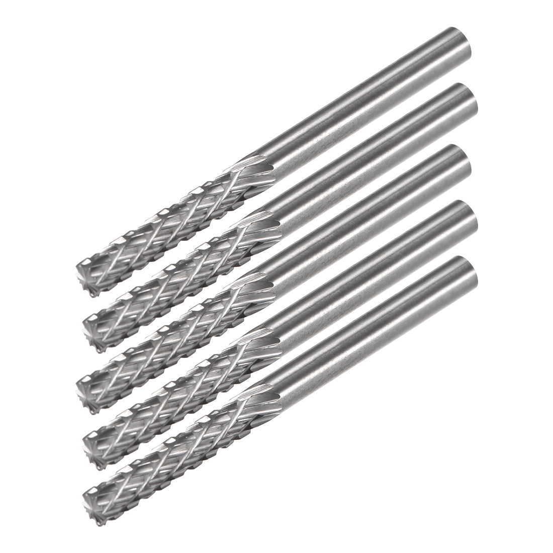Harfington Tungsten Carbide YG8 Double Cut Rotary Burrs File Cylinder Shape 1/8" Shank 5pcs