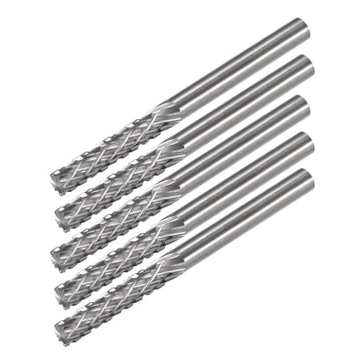 Harfington Tungsten Carbide YG8 Double Cut Rotary Burrs File Cylinder Shape 1/8" Shank 5pcs