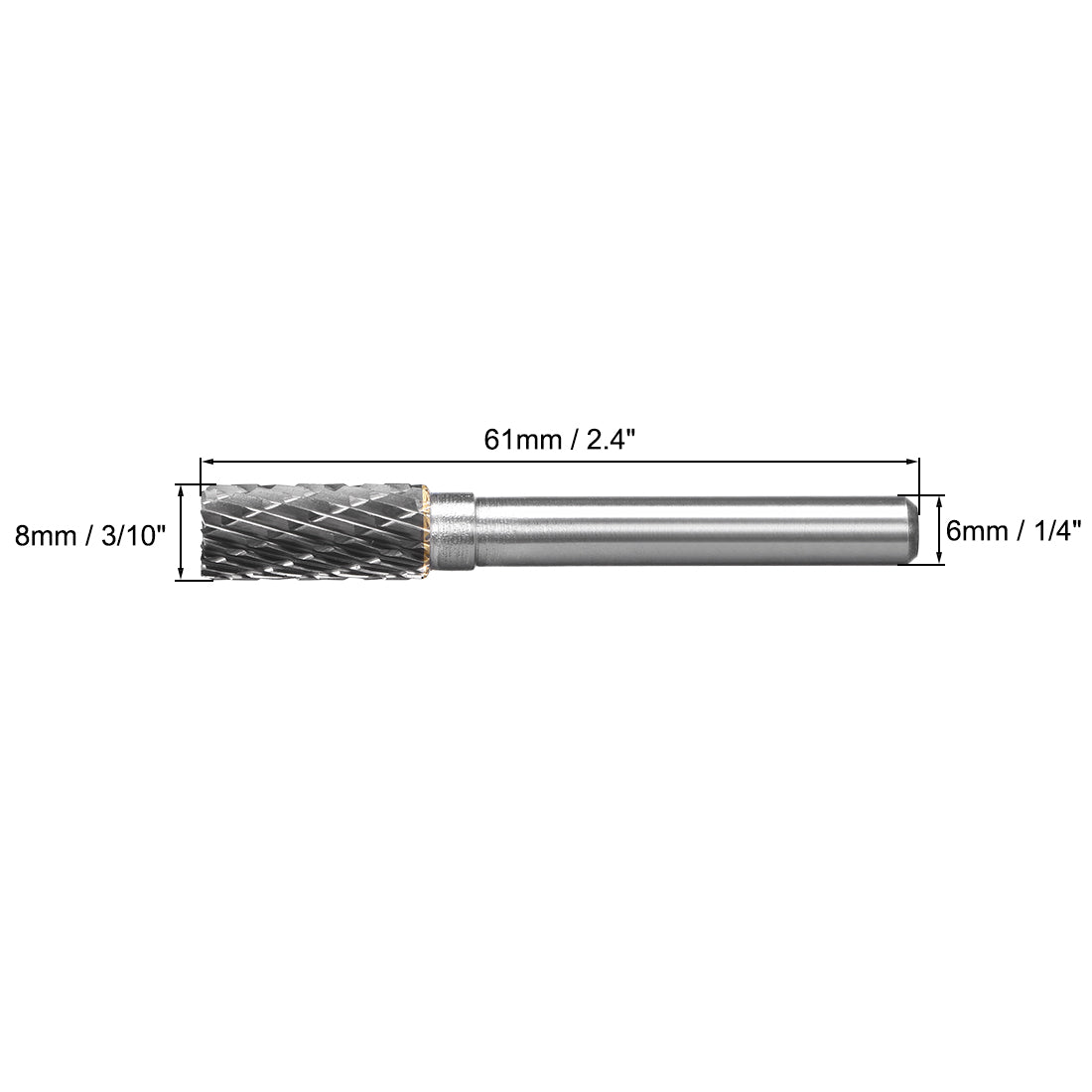 Harfington Tungsten Carbide YG8 Double Cut Rotary Burrs File 8mm Cylinder Shape 1/4" Shank