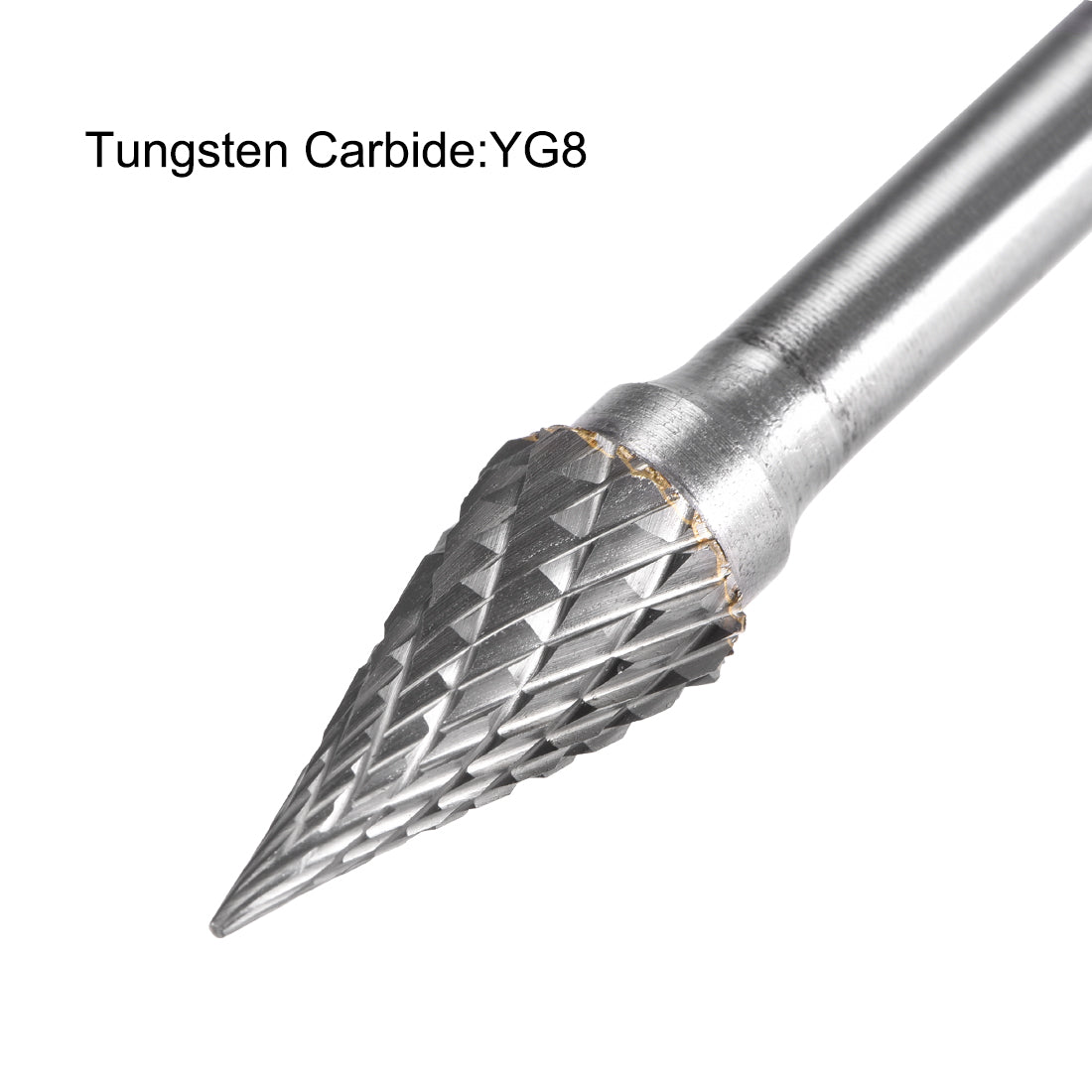 Harfington Tungsten Carbide Double Cut Rotary Burrs File Cone Shape 1/4" Shank 10mm Head